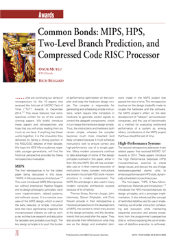 MIPS, HPS, Two-Level Branch Prediction, and Compressed Code RISC Processor