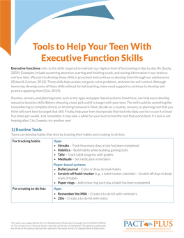 Tools to Help Your Teen with Executive Function Skills