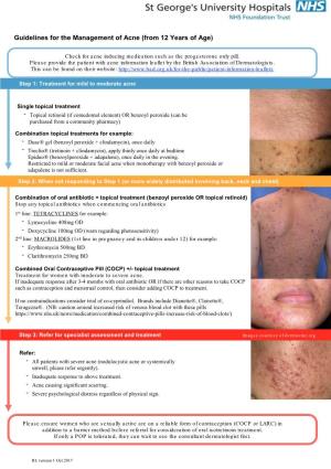 Guidelines for the Management of Acne (From 12 Years of Age)