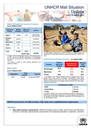 UNHCR Mali Situation Update No 2 | 19 March 2012