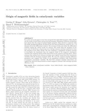 Origin of Magnetic Fields in Cataclysmic Variables