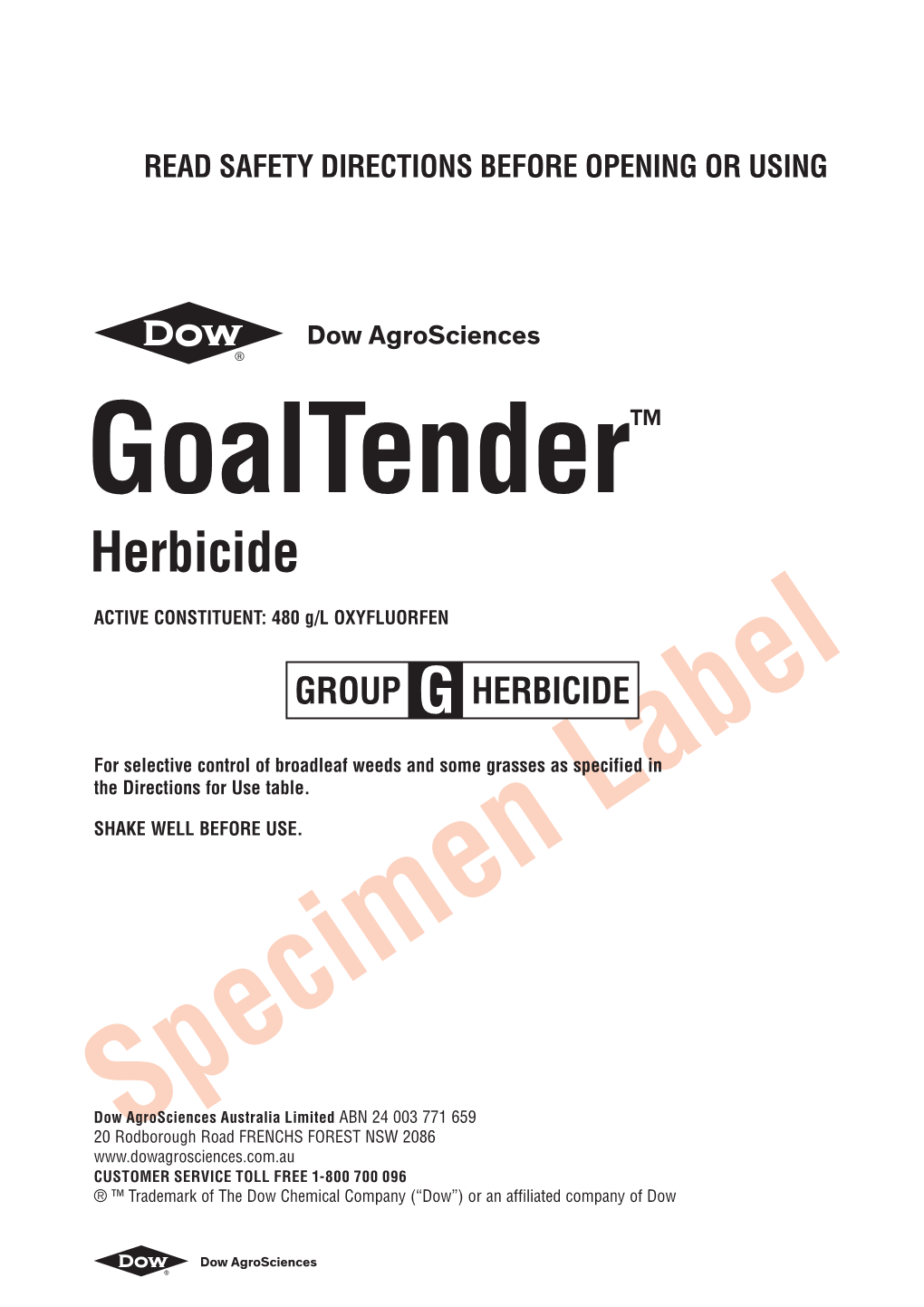 Goaltender Herbicide Label