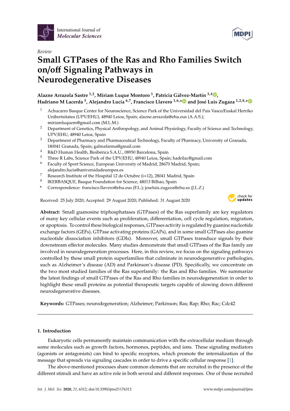 Small Gtpases of the Ras and Rho Families Switch On/Off Signaling