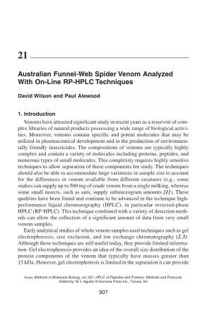 Australian Funnel-Web Spider Venom Analyzed with On-Line RP-HPLC Techniques