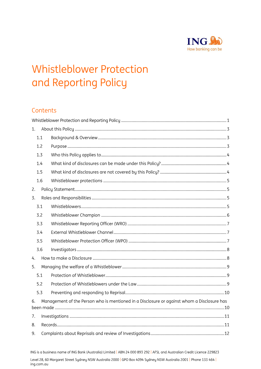 Whistleblower Protection and Reporting Policy