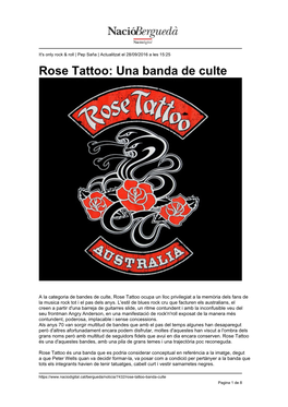 Rose Tattoo: Una Banda De Culte