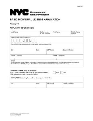 Download the Basic Individual License Application Form
