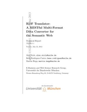 RDF Translator: a Restful Multi-Format Data Converter for the Semantic Web
