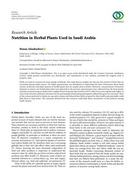 Research Article Nutrition in Herbal Plants Used in Saudi Arabia