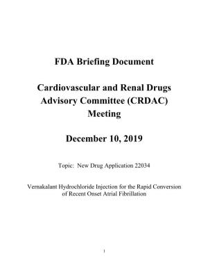 FDA Briefing Document Cardiovascular and Renal Drugs