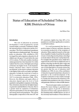 Status of Education of Scheduled Tribes in KBK Districts of Orissa