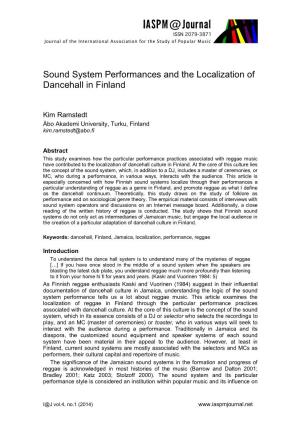Sound System Performances and the Localization of Dancehall in Finland