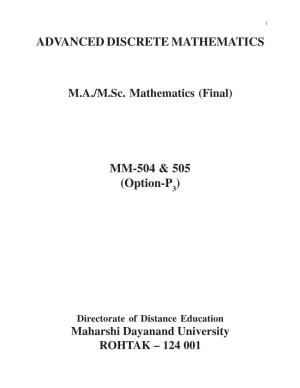 Advanced Discrete Mathematics Mm-504 &