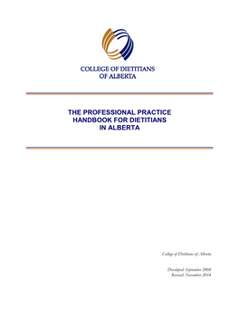 The Professional Practice Handbook for Dietitians in Alberta