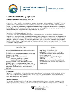 Curriculum Vitae (Cv) Guide