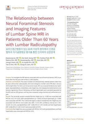 The Relationship Between Neural Foraminal Stenosis and Imaging Features of Lumbar Spine MRI in Patients Older Than 60 Years With
