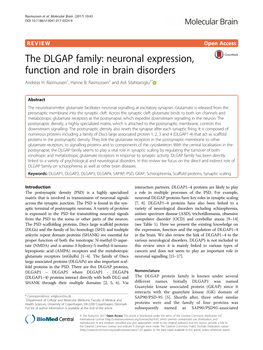 The DLGAP Family: Neuronal Expression, Function and Role in Brain Disorders Andreas H