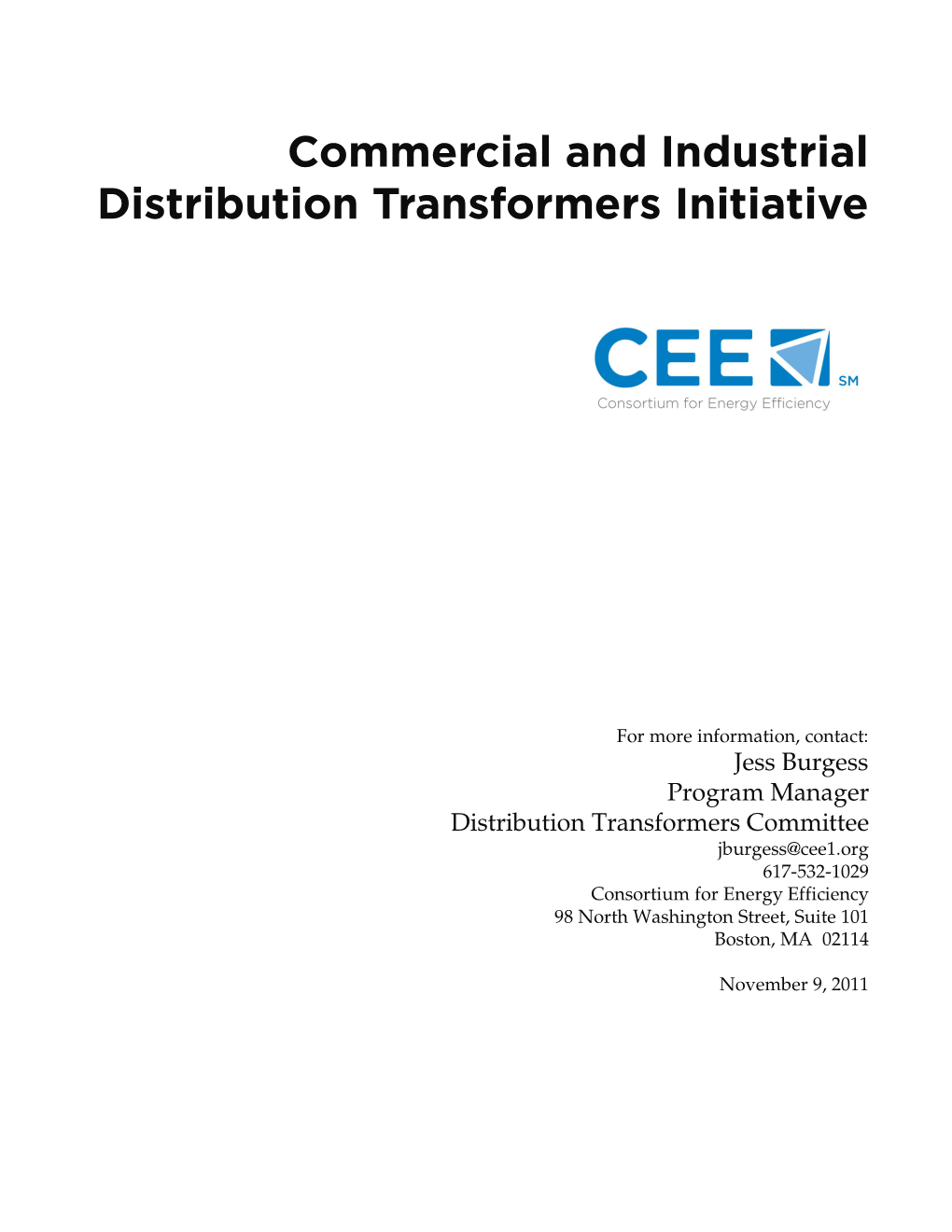 Commercial and Industrial Distribution Transformers Initiative