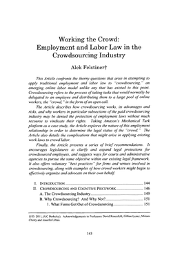 Employment and Labor Law in the Crowdsourcing Industry