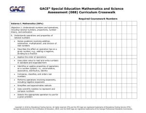 GACE Special Education Mathematics and Science Assessment (088) Curriculum Crosswalk Page 2 of 25 Required Coursework Numbers