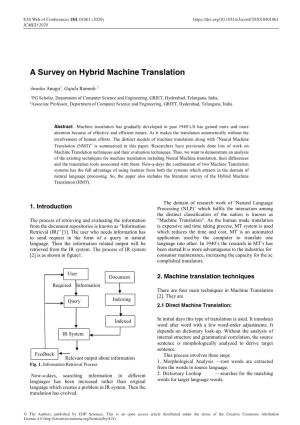 A Survey on Hybrid Machine Translation