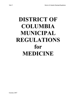DISTRICT of COLUMBIA MUNICIPAL REGULATIONS for MEDICINE