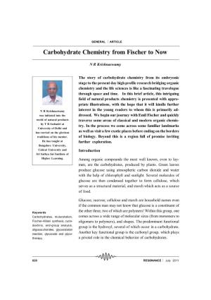 Carbohydrate Chemistry from Fischer to Now