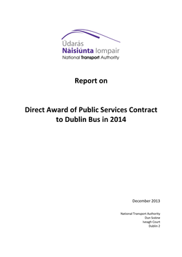 Report on Direct Award of Public Services Contract to Dublin Bus In