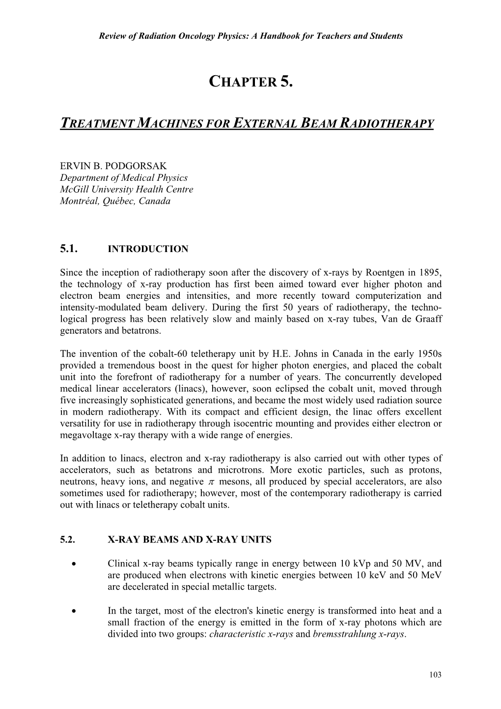 Chapter 5. Treatment Machines for External Beam Radiotherapy