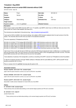 Bug #2942 Decryption Errors on Certain BISS Channels Without CAID 2015-06-13 20:33 - Adam W