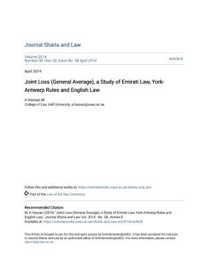 General Average), a Study of Emirati Law, York- Antwerp Rules and English Law