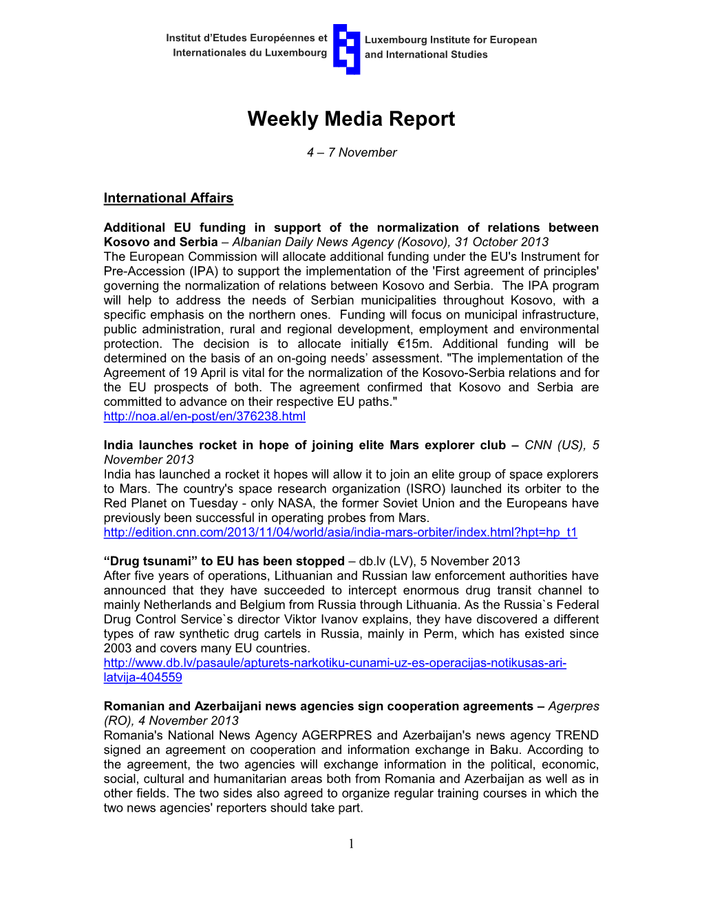 Weekly Media Report