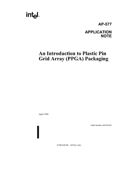 An Introduction to Plastic Pin Grid Array (PPGA) Packaging
