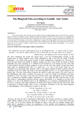 The Bhagwad Gita According to Gandhi and Godse