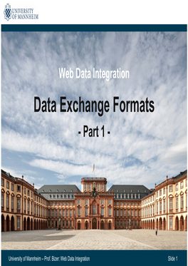 Data Exchange Formats Part 1