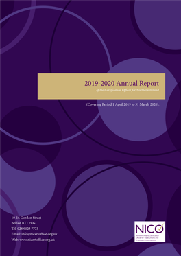 Annual Report of the Certification Officer for Northern Ireland 2019-2020
