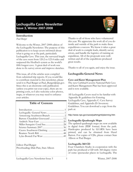 Lechuguilla Cave Newsletter Issue 3, Winter 2007-2008
