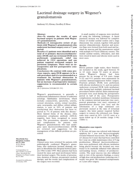 Lacrimal Drainage Surgery in Wegener's Granulomatosis