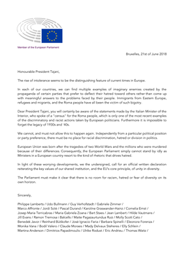 Letter to President Tajani 21062018.Pdf