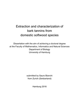 Extraction and Characterization of Bark Tannins from Domestic Softwood Species