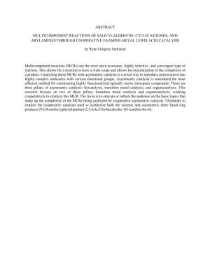 Abstract Multicomponent Reactions of Salicylaldehyde, Cyclic Ketones, and Arylamines Through Cooperative Enamine-Metal Lewis