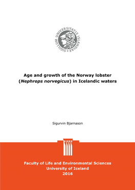 Age and Growth of the Norway Lobster (Nephrops Norvegicus) in Icelandic Waters