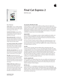 Final Cut Express 2 Edit Like a Pro