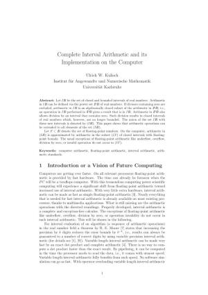 Complete Interval Arithmetic and Its Implementation on the Computer