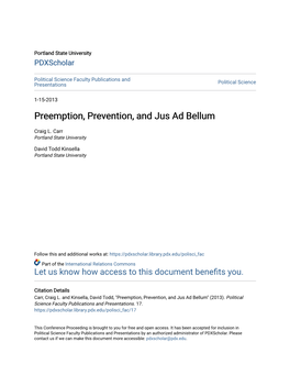 Preemption, Prevention, and Jus Ad Bellum
