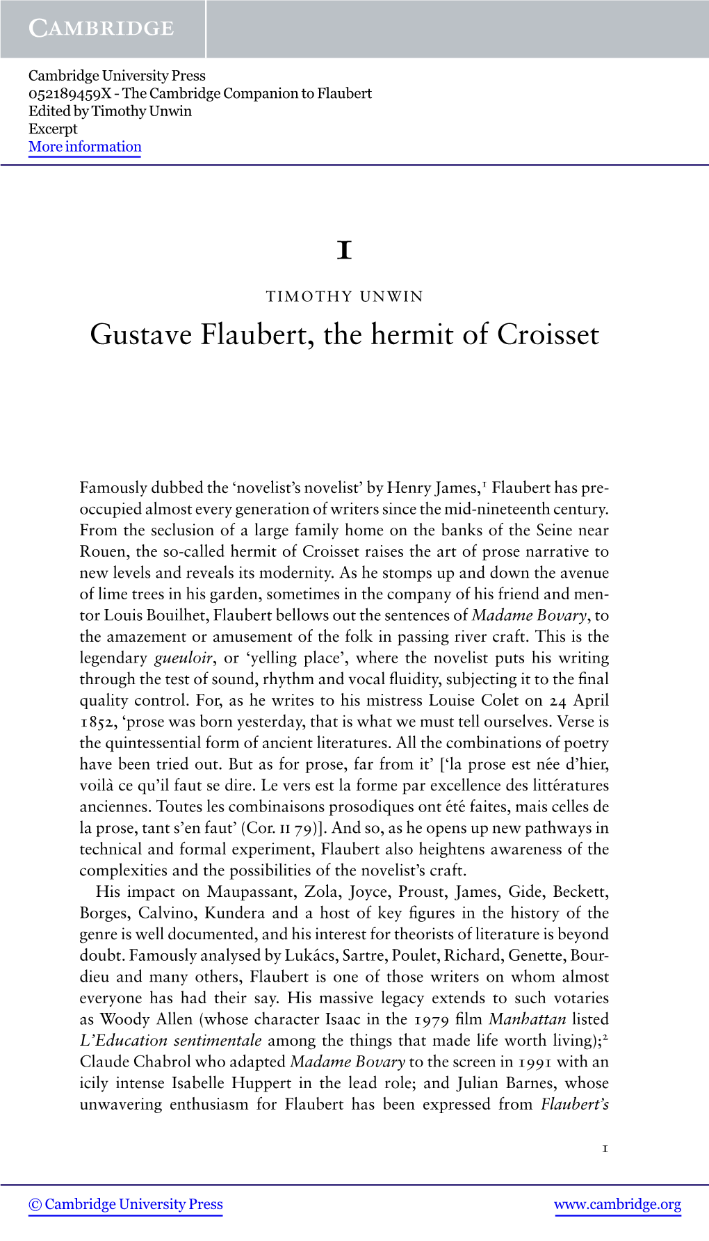 Gustave Flaubert, the Hermit of Croisset