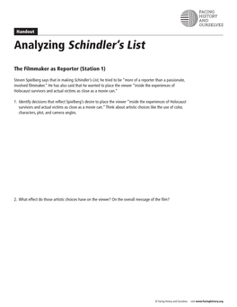 Analyzing Schindler's List