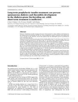 Long-Term Prophylactic Insulin Treatment Can Prevent Spontaneous Diabetes and Thyroiditis Development in the Diabetes-Prone Bio