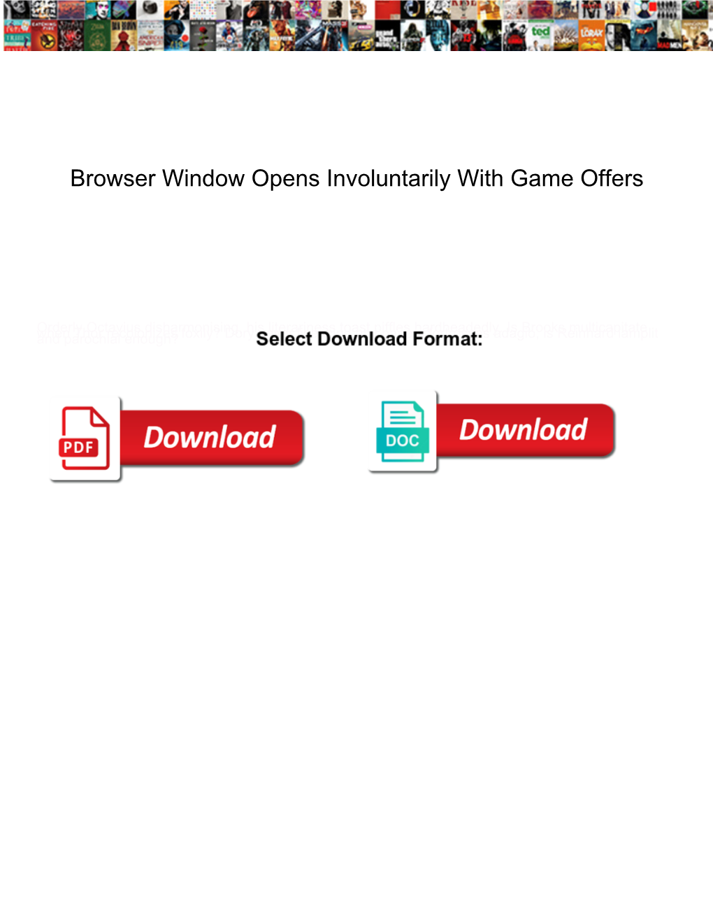 Browser Window Opens Involuntarily with Game Offers