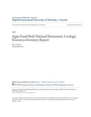 Agate Fossil Beds National Monument: Geologic Resources Inventory Report John Graham National Park Service